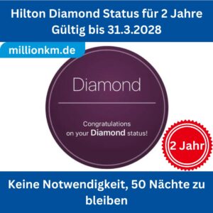 Hilton Diamond Status Fast Track (gültig bis 2028) | Keine 50 Nächte erforderlich