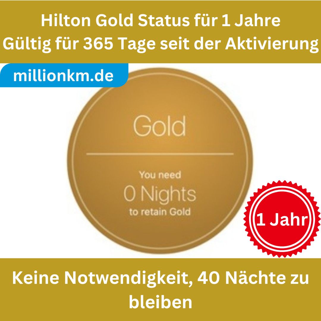 Hilton Gold Sofort-Upgrade – 365 Tage Elite-Vorteile mit Einladungscode