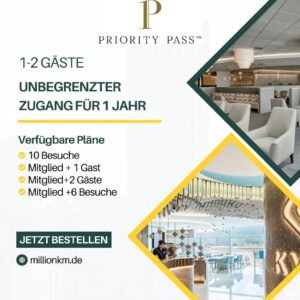 Priority Pass kaufen – Unbegrenzter Lounge Zugang für Member + 1–2 Gäste