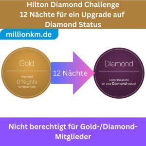 Hilton Diamond Fast Track Challenge – Gold Teststatus 90 Tage, 12 Nächte für Diamond bis März 2028