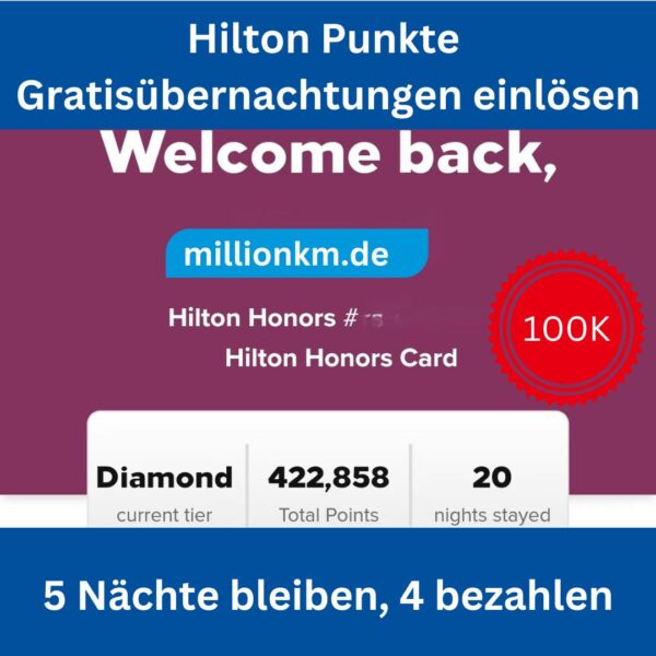 100K Hilton Punkte kaufen, Kostenlose Nächte, 5 bleiben, nur 4 bezahlen