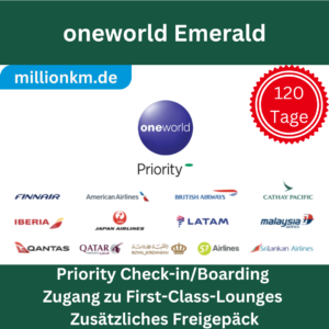 oneworld Emerald Status – 120 Tage VIP-Zugang