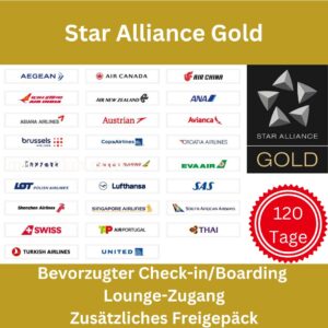 Star Alliance Gold Status – 120 Tage | Bevorzugter Check-in | Lounge-Zugang